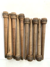 Wood Bobbins Spools Industrial Style Spindles 8" and 8.75" Wooden Quills Lot-10