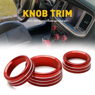 AC Radio Switch Trim Ring Knob Cover for Dodge Challenger/Charger 15-22 RED H