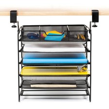 5 Tier Under Desk File Organizer ClampOn Hanging Folder Holder Storage