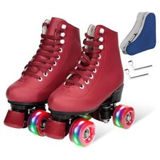 Roller Skates for Women and Men - Adjustable Four Shiny Wheel Skates for
