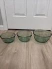 Vintage Green Glass Anchor Hocking Ovenware Mixing Bowl Set 1qt, 1.5qt, 2.5qt