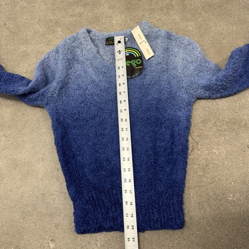 Vintage 70s 80s Womens Mohair Wool V Neck Sweater Fuzzy Ombre Shaggy Knit Blue, $44.95 - Photo 4