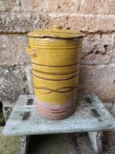 Orcio siciliano antico – Sicilian yellow glazed terracotta jar with lid