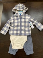 Carter's  3-Piece Set (Long-sleeve bodysuit, Pants, & Jacket Fleece), 12 Month