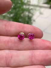 18ct gold pink sapphire earrings vintage