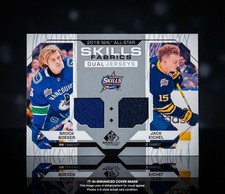 2018 SP GAME USED B.BOESER J.EICHEL NHL ALL STAR SKILLS FABRICS DUAL JERSEYS