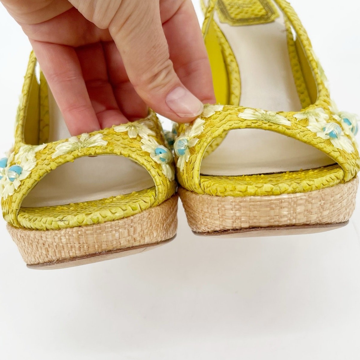 Dior Yellow Python Snakeskin Raffia Embroidered S… - image 6