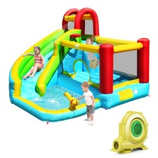 Inflatable Kids Water Slide Jumper Bounce House Splash Water Pool W/ 735W Blower