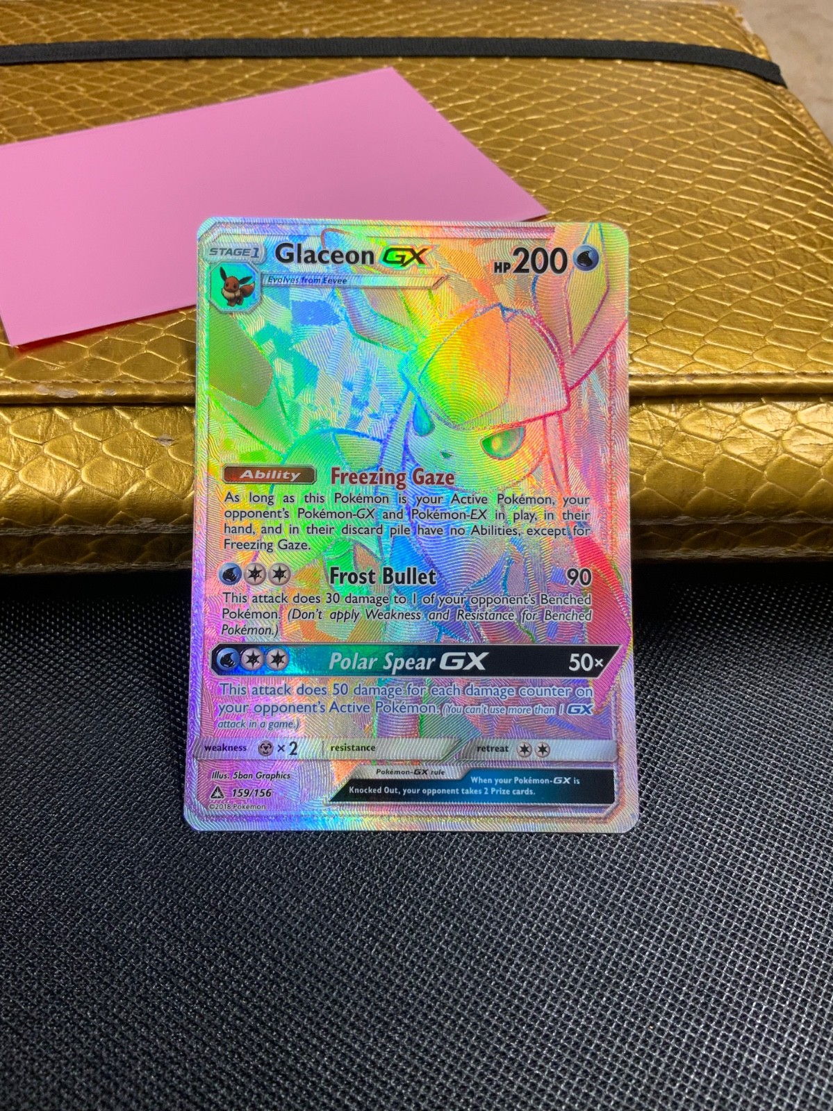 🌈❄🦊 Pokémon Glaceon GX Rainbow Rare Full Art 159/156 Ultra Prism NM 🌈❄🦊