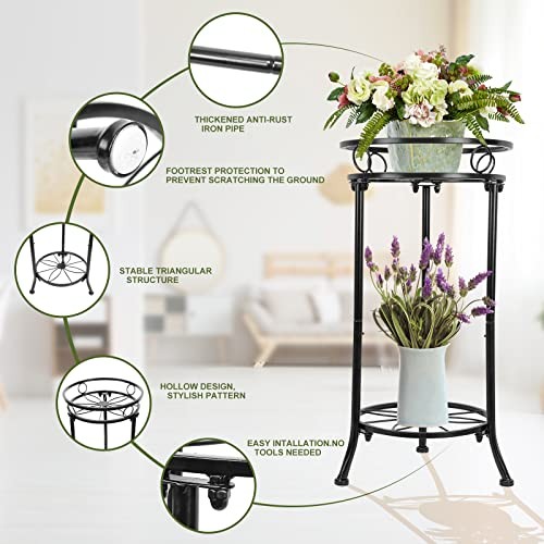 Pflanzenständer Indoor Outdoor, 20,3 Zoll hoch schwarz Metall rostfrei Pflanzenständer, 2 - Bild 2 von 6