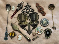 Lot Of Vintage Mandolin Plate Brooch Pin P&P Sterling Spoon Pendants FAP Limoges
