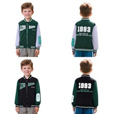 Kids Boys Outerwear School Jacket Number Letter Printed Coat Sweatshirts Tops
