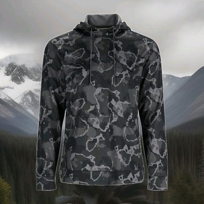 Simms Challenger Fishing Hoodie Sweatshirt Mens Large Regiment Camo Pullover Log