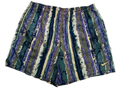 Womens Nike Nylon Running Shorts Size 16-18 XL RN 56323 90s Rare Wild Pattern 