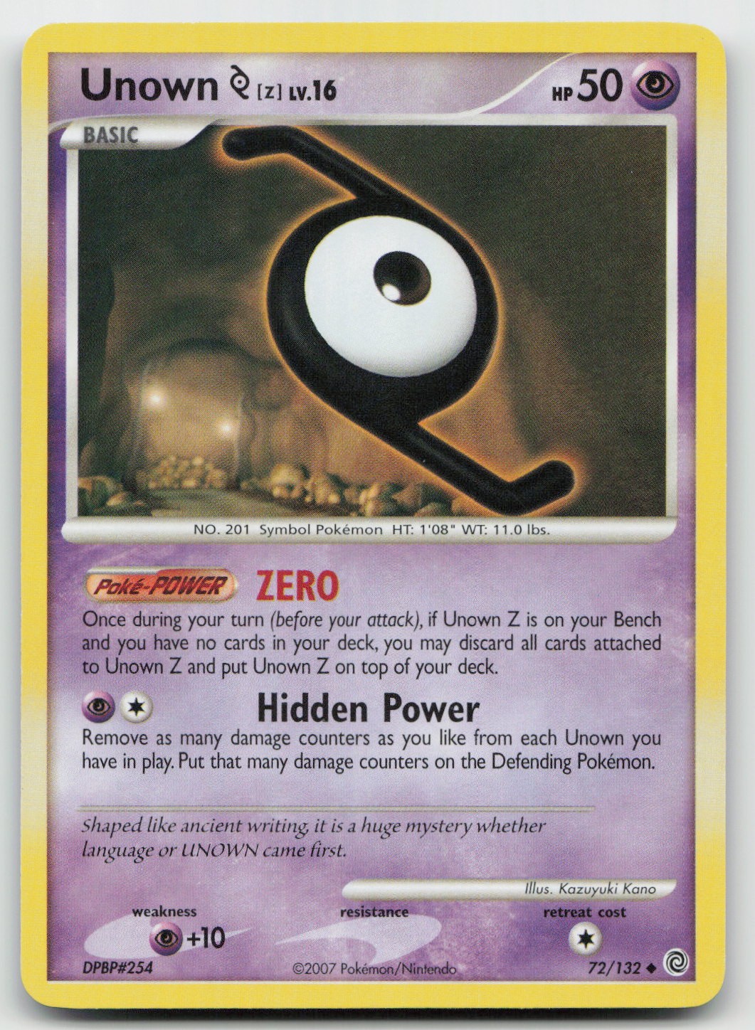 Pokemon Unown [Z] Uncommon Secret Wonders 72/132 LP