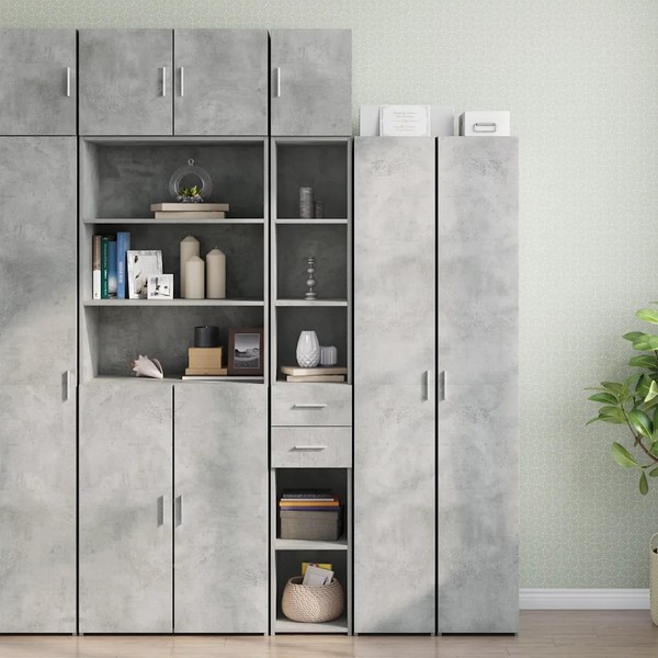 Schmaler Hochschrank Betongrau 30X42,5X225 Cm Holzwerkstoff-image