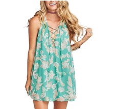 ShowMe Your Mumu Blue Rancho Mirage Lace up Mini Dress Sz Sm EUC