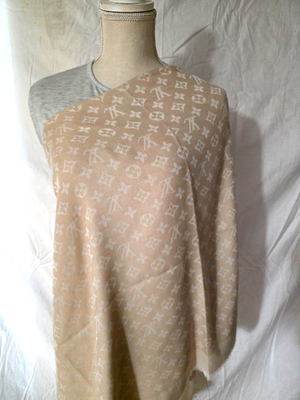 ルイヴィトン 100% Authentic Louis Vuitton Scarf Shawl Stole 60%Silk 40%Wool