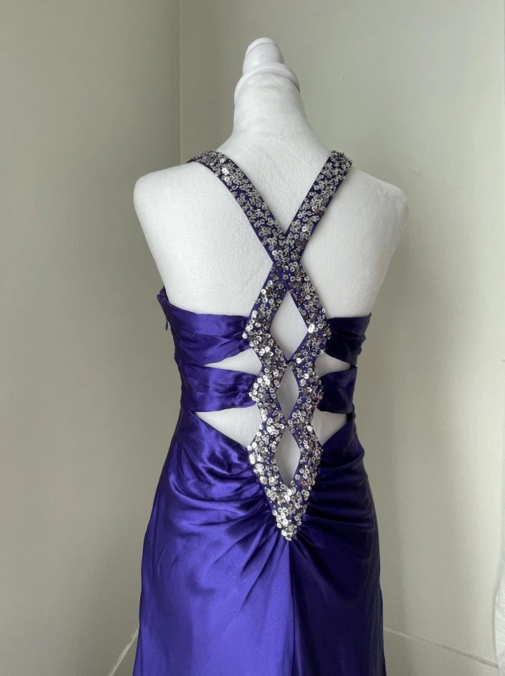 VTG Hailey Logan By Adrianna Papell Purple Embellished 90s Prom Party Dress Sz 6 - Image 2 of 4