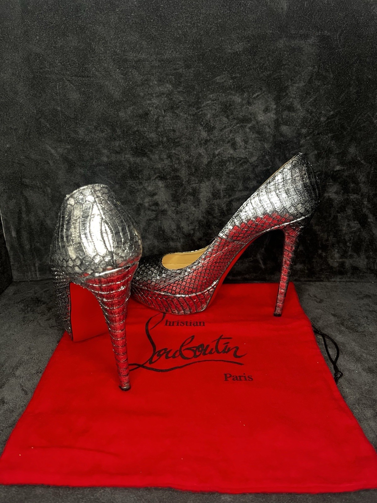 Christian Louboutin Python Silver Platform Pumps … - image 21