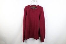 Vtg 90s Eddie Bauer Mens Large Faded Blank Cotton Knit Crewneck Sweater Maroon