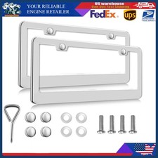 2 Pcs Chrome Stainless Steel Metal License Plate Frame Tag Cover With Screw Caps 2 Pcs Chrome Stainless Steel Metal License Plate Frame Tag Cover With Screw Caps