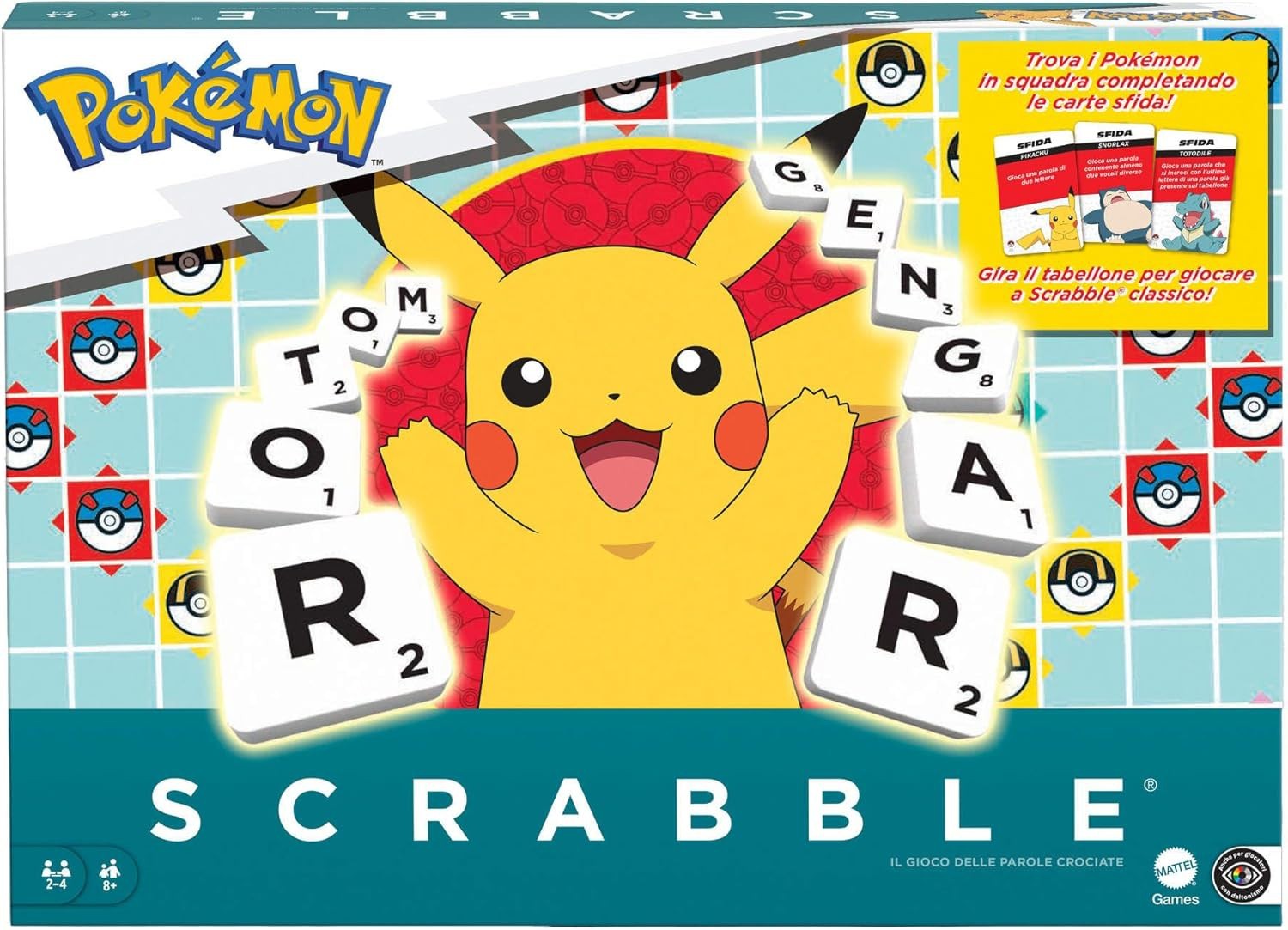 Pokemon Kfer Pikachu Brettspiel ITALIENISCHE Version Scrabble Mattel HXT30 7590₽