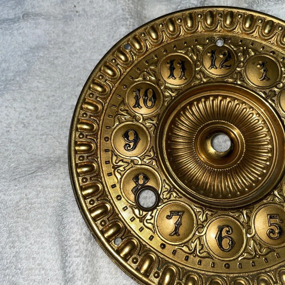 ANSONIA Royal Bonn Clock Large DIAL With Center Medallion Hinge An A 5 3/4 Dia. - Image 4 of 4