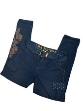 Vintage Da Nang Pants Womens 36inch Embroidered Design Button Fly Y2K Cargo