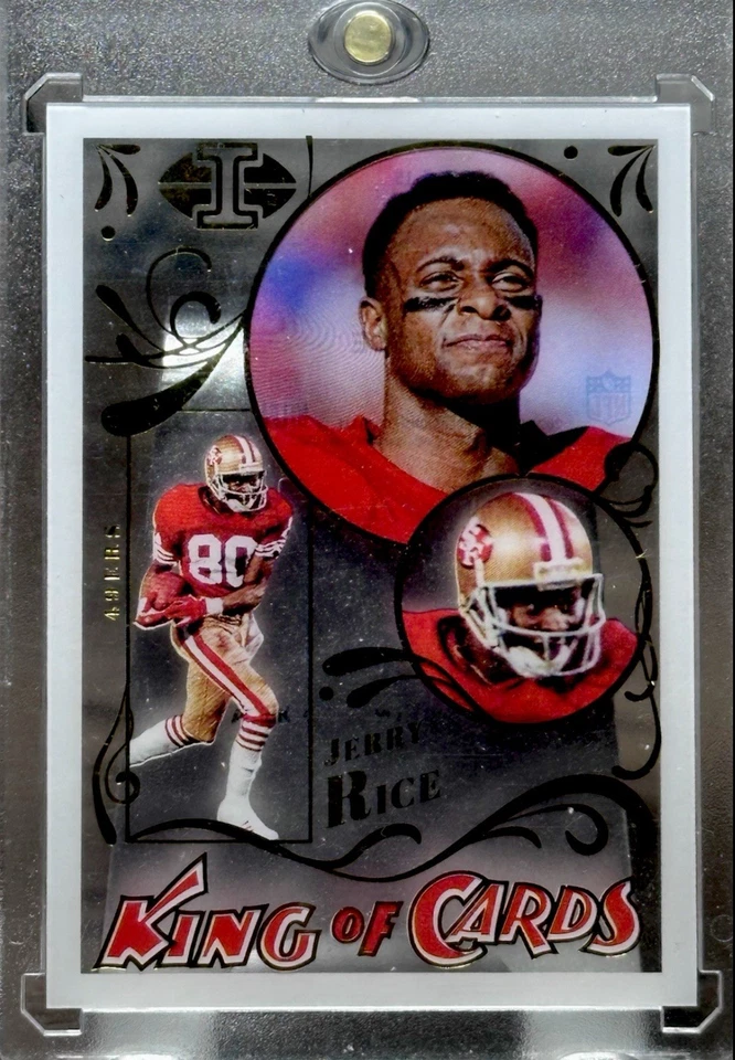Jerry Rice RARO REFRACTOR ORO TRANSPARENTE HOLO LÁMINA CROMO TARJETA DE INVERSIÓN! - 49ers Foto 4 de 4