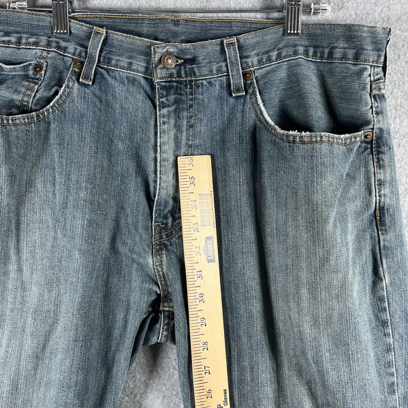 Levi's Men's 36x30 Blue Denim Button Fly Straight Leg Jeans Medium Wash thumbnail 6