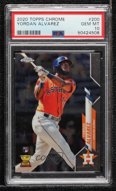 2020 Topps Chrome Yordan Alvarez (Orange Jersey) PSA 10 GEM MT Rookie RC 06c5