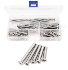50pcs Flat Head Phillips M6 Machine Screws Assortment Kit, 304 Stainless Stee...