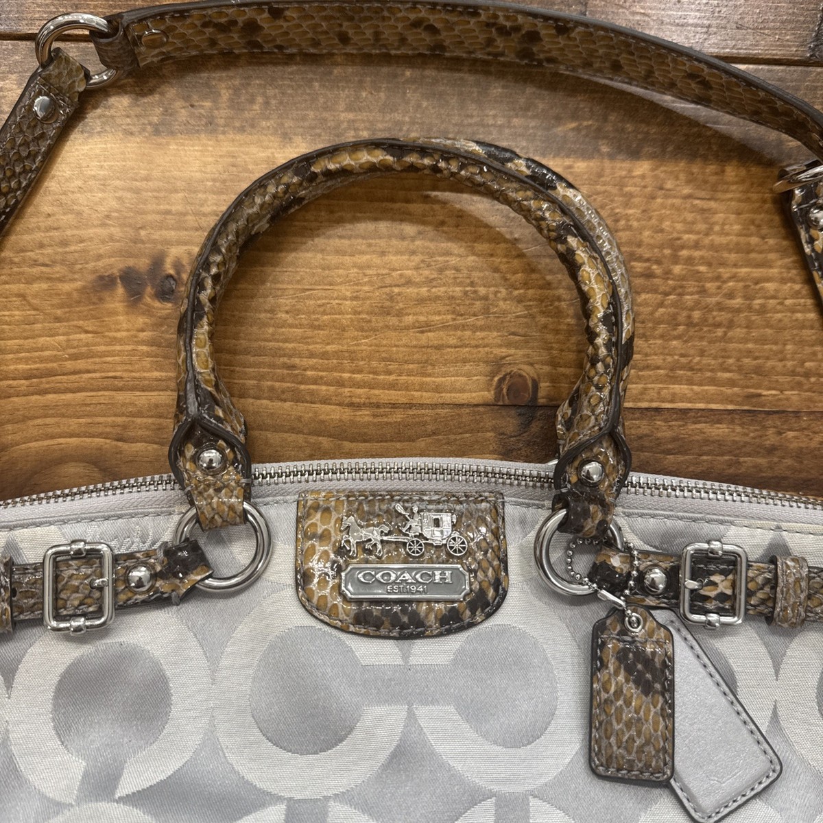 Coach Madison Op Art Sophia Shoulder Bag Hand Bag Purse 18650