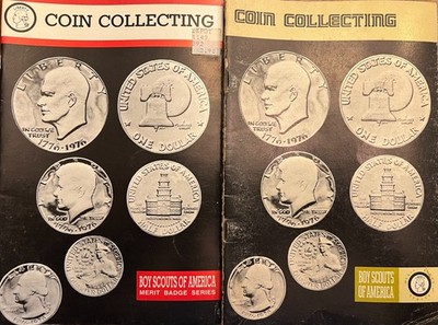 Vintage Boy Scout Lot 2 Merit Badge Pamphlet Coin Collecting 2 Different Version