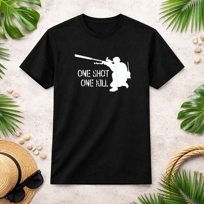 Sniper - One Shot One Kill T Shirt White T-Shirt Size S-4XL