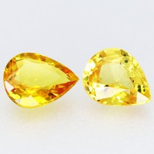 Pair 2pcs/0.7ct t.w Mixed Sizes Pear Natural Yellow Sapphire Songea, Tanzania