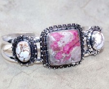 Esclusivo bracciale placcato argento 925 calcite cobalto cavallo selvatico misura libera trendy GW