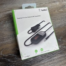 Belkin Connect TuneCast in-Car 3.5mm Audio Jack to FM Transmitter for Car Black