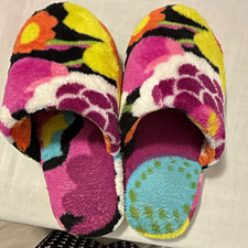 Vera Bradley Women  s Slide Slippers Fleece Faux Fur Floral Multicolor 5.5