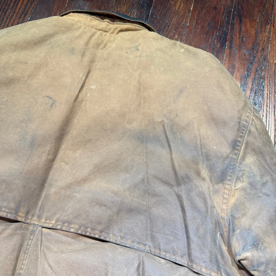 Vintage Holloway Jacket Mens L Brown Tin Cloth Waxed Canvas Lined MADE IN USA - Image 3 of 4