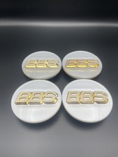 BBS RS LM RZ Center Caps Logos 70mm 56.24.073 White/Gold Set Of 4