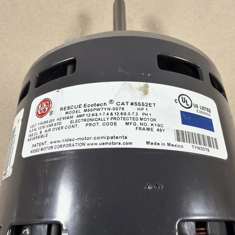 🔥🔥. Motor soplador ECM 1 HP 5552ET (M22) US Motors Rescue EcoTech M55PWTYN-0078 Foto 3 de 4