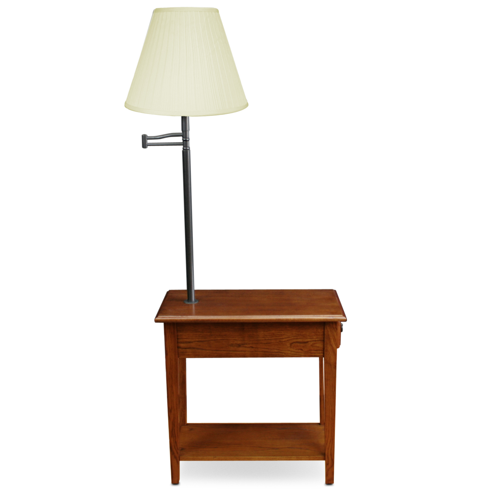 Leick Furniture Wood Chairside Lamp Table with Drawer in Medium Oak Finish