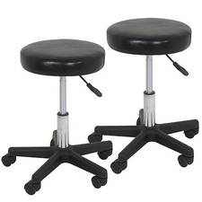 2 Set Black Adjustable Tattoo Salon Stool Hydraulic Rolling Chair Facial Massage