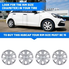 15" Set Of Silver Wheel Covers Snap On Full Hub Caps R15 Tire & Steel Rim 4PCS