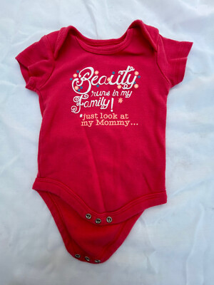 Red one piece 0-3m baby Beauty Runs In My Family.. body suit