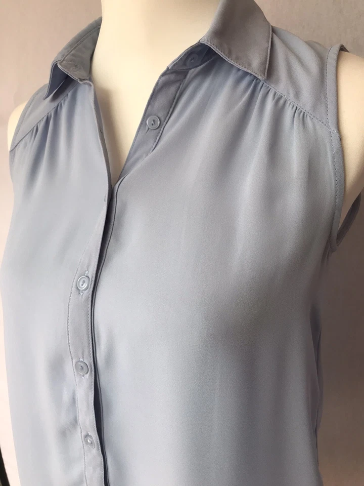 New Look Women’s Blouse Top Size 6 Blue Sleeveless Collared Casual - Image 2 of 4