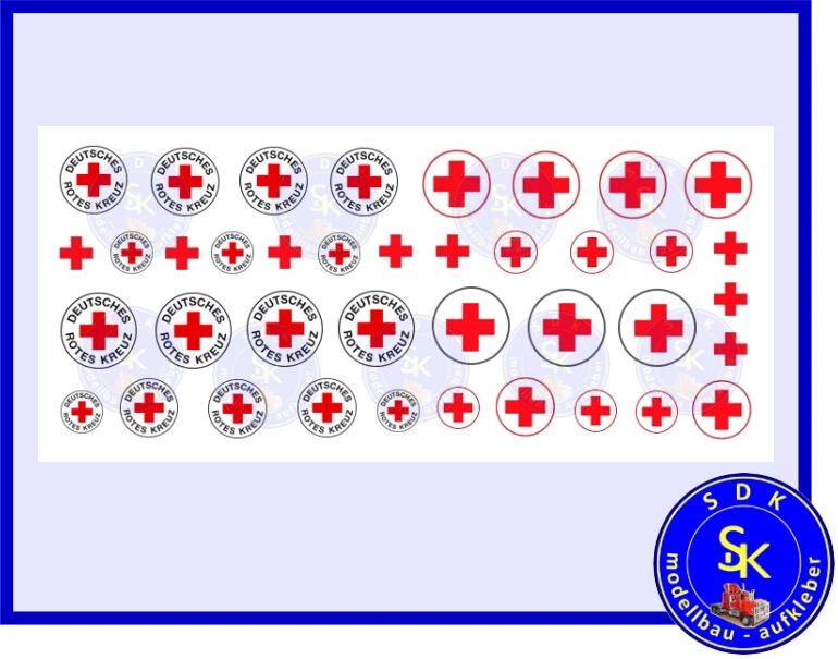 SDK-MODELLBAU-AUFKLEBER Deutsches Rotes Kreuz DRK Rotkreuz Sanka - Aufkleber Decals - Auto Lkw 1:87 - H0