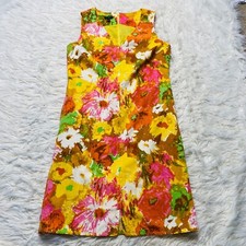 Talbots Dress Womens 10 Midi Sheath Peyton Painterly Tank Floral Cotton Retro